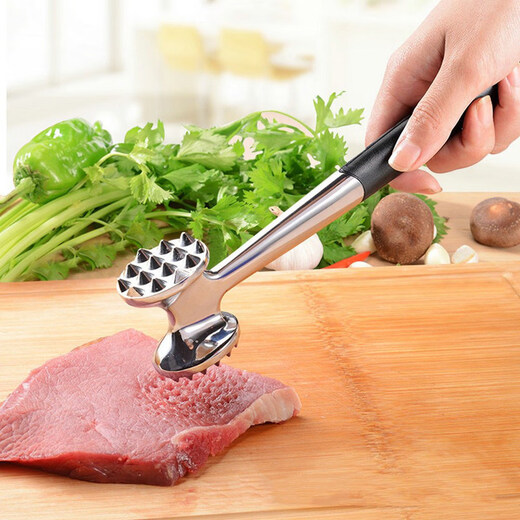 Woxuan hammer for beating big steaks, meat tenderizer, meat tenderizer, hammer for beating steaks, hammer for smashing beef steaks, double-sided square head double-sided meat hammer (small size)
