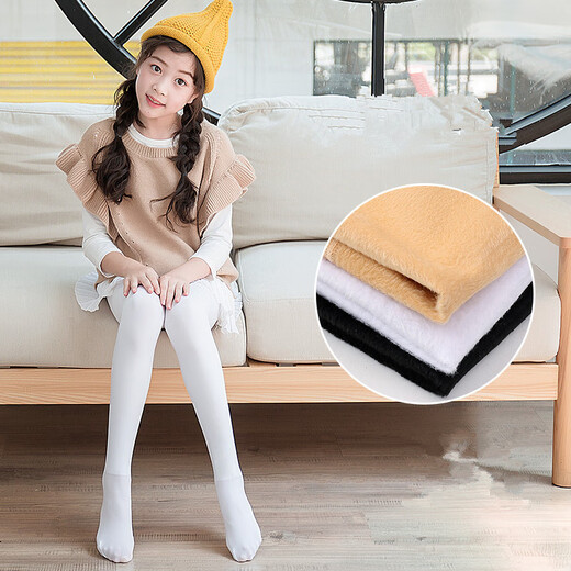 Bas pour enfants en velours en nylon pour les filles avec des chaussettes de pied anti-pilangeuses épaisses pour les enfants d'âge moyen en automne et des jambes nus d'automne, collants de couleur chair de couleur skin 702 pieds de peau L / 115-130 cm (6-9 ans)