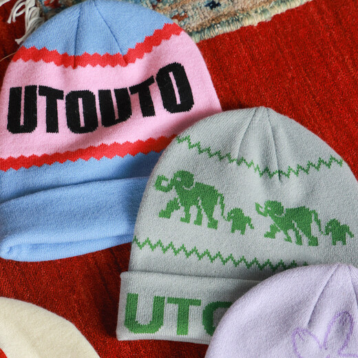 UTOUTO Big Ear Elephant Girls Jacquard Knitted Hat 2026 Spring New Trendy Cool Versatile Stretch Wool Hat 2602006 Flower Purple One Size (Head Circumference 50-54cm)