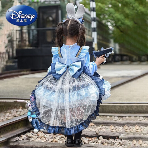 Disney (Disney) Girls Rabbit Police Officer Princess Dress 2026 New Children's First Birthday Dress Dress Fashionable Judy Rabbit Dress Skirt + Little Hat + Pistol + Socks Plush 120