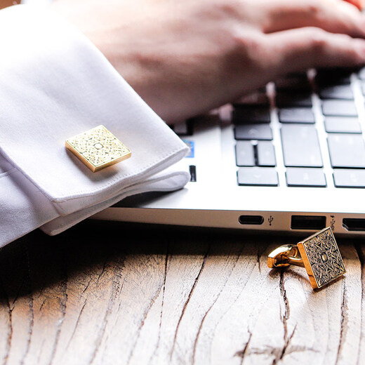 Cufflinks (KFLK) French shirt cufflinks for men, light luxury custom shirts, gold cuff buttons, retro pattern cufflinks Cufflinks K064