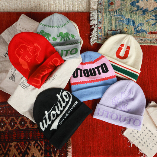 UTOUTO Big Ear Elephant Girls Jacquard Knitted Hat 2026 Spring New Trendy Cool Versatile Stretch Wool Hat 2602006 Flower Purple One Size (Head Circumference 50-54cm)