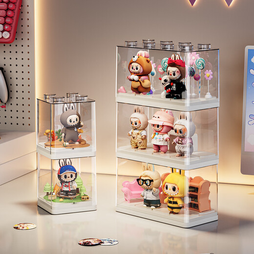Blind box storage display stand, transparent acrylic figure display cabinet, suitable for stars, Bubble Mart display box, extra large 2 pack, 36 DIY building block bases, no installation needed, ready to use out of the box