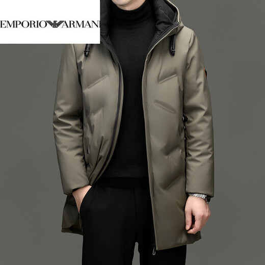 EMPORIO ARMANI阿玛尼高端羽绒服男2026秋冬季新款加厚防寒保暖男士外套中长款男 黑色 XL 180