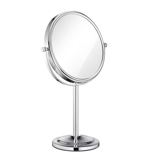 Double-sided household handheld retro magnifying makeup mirror bedroom dressing table mirror makeup mirror desktop desktop mirror 8-inch flat + 3 times magnification thickened classic