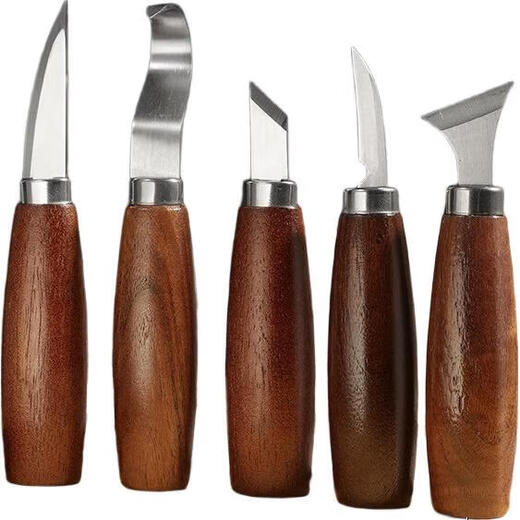 Faxianqi woodworking carving knife round handle walnut student handmade DIY wood carving tool set wood chipping knife scraping wood digging knife