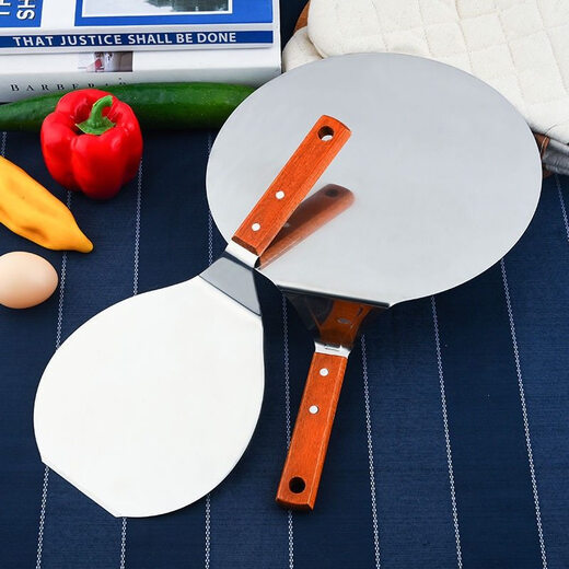 Vocadi pizza shovel stainless steel round baking tool wooden handle pizza shovel cheese shovel pizza 10-inch pizza shovel