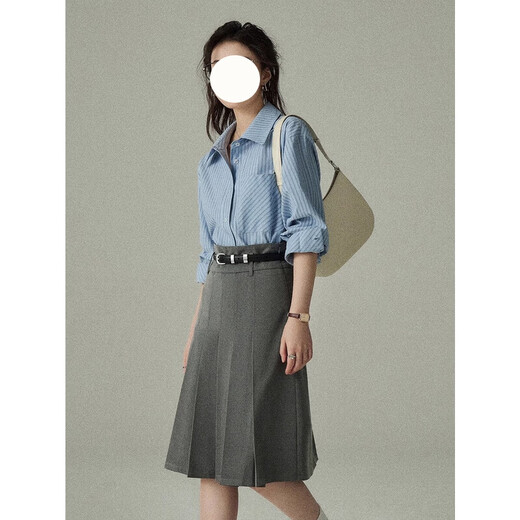 Fei Yao blue striped shirt women's spring and autumn temperament professional commuting early spring layered long-sleeved loose versatile casual shirt blue striped shirt M