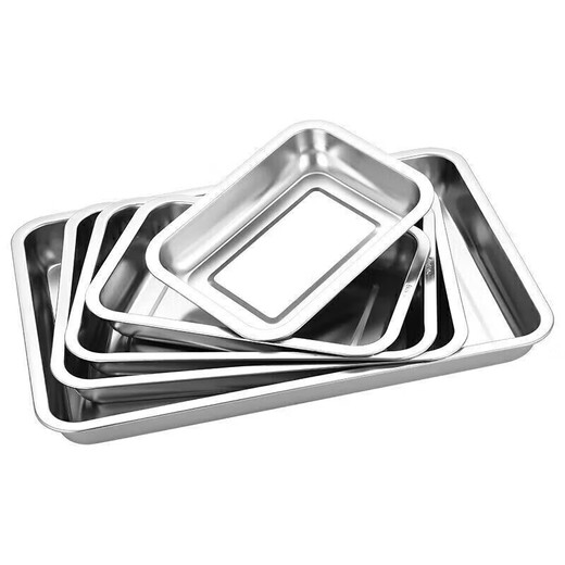 Extra thick 304 stainless steel square plate, rectangular plate, steamed rice plate, stainless steel tray, dumpling plate, barbecue plate, 60*40*4.8 deep plate, 1 piece, 60cm