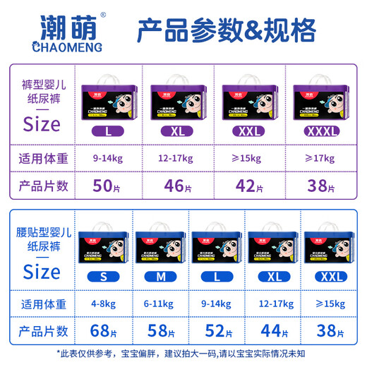 布袋熊布袋熊潮萌纸尿裤拉拉裤婴幼儿宝宝通用尿不湿泡泡腰围学步成长裤 纸尿裤M58片 1包