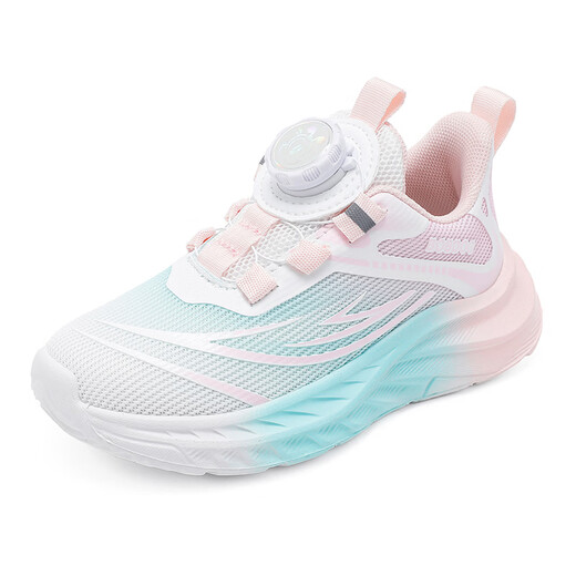 BOBDOG Children's Shoes 2026 New Spring Children's Mesh Breathable Sports Shoes for Boys and Girls Campus Knob Running Shoes for Women Light Pink/White 28 Suitable for Feet Length 17.0CM