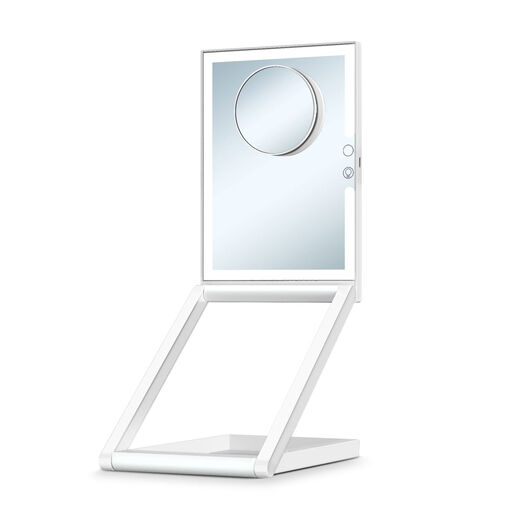 Makeup mirror, portable folding mirror, LED with light, beauty tabletop, travel smart lift to put makeup, with 10x magnetic magnifier, which can be removed