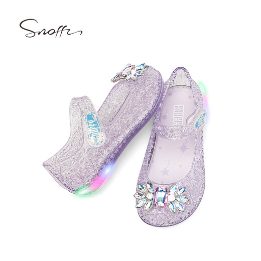 Snafy Flash Shoes Girls Princess Sandals Jelly Shoes Spring and Summer Girls Fashion Elsa Crystal Shoes Taro Purple 29