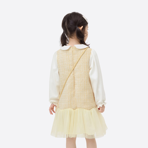 Xiaoyinman children's clothing girls doll collar dress Xiaoxiangfeng 26 spring sweet and cute mesh skirt for children yellow 105