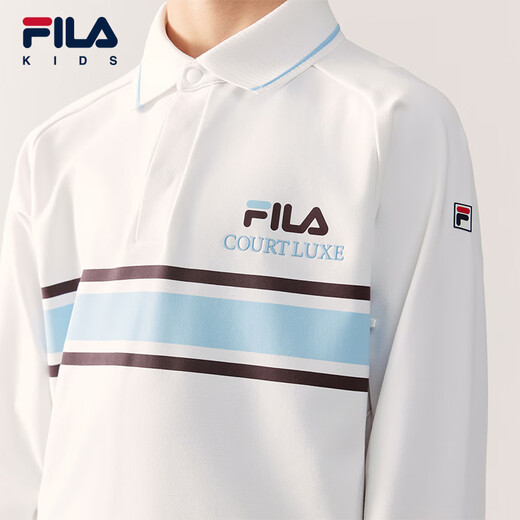 FILA antibacterial function FILA children's clothing long-sleeved 2026 spring new men's and older children's POLO shirts Jade White-WT 170