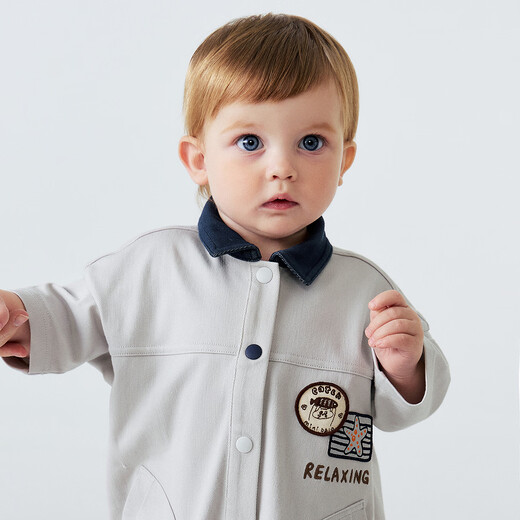 Minibala baby clothes for men and women, imitation denim retro jumpsuit, soft going out, spring new style