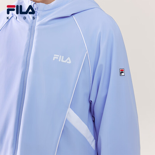 FILA children's jacket 2026 spring new style girls' medium and large children's sports loose hooded top bright light blue-LB 130
