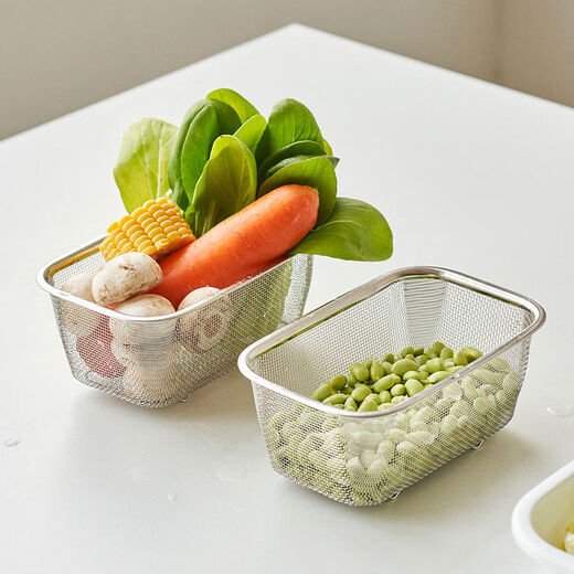 Fantasy kitchen sink drain basket residue washing vegetable and fruit water filter basin rectangular stainless steel household multi-function rectangular shallow basket + rectangular plate set 304 stainless steel