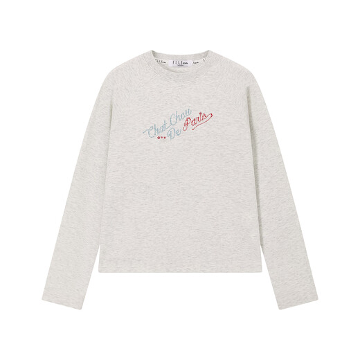 ELLE KIDS children's clothing round neck long-sleeved T-shirt for girls spring new college style classic round neck top