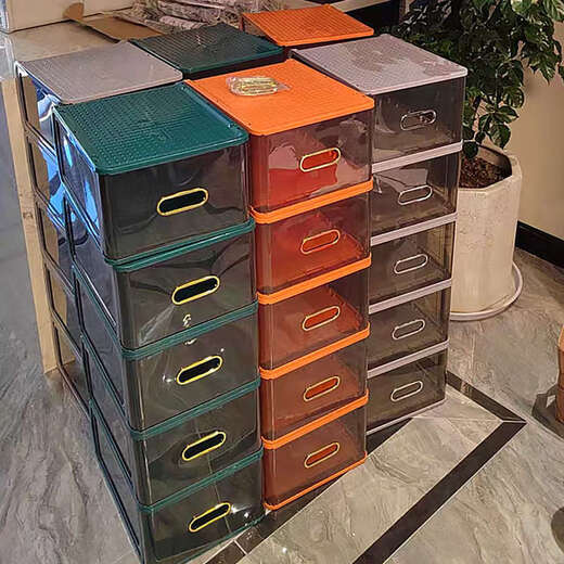 He Jiagong hard plastic shoe box shoe storage box best-selling list Internet celebrity transparent shoe cabinet shoe storage artifact space-saving shoe box classic version simple white 5 pieces (transparent side panel) 26.3x34x17.2cm