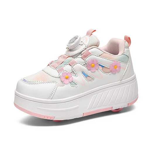 Chiyun Children's Heelys Shoes Autumn and Winter New Children's Shoes Removable Invisible Sports Skates Student Roller Shoes Pink 29