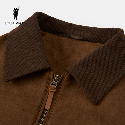 POLOWALK Herren Lederjacke 2025 Winter Neues Produkt 90 Gänsedaunen Revers Retro Workwear Style Lederjacke Herren Braun XL (180)