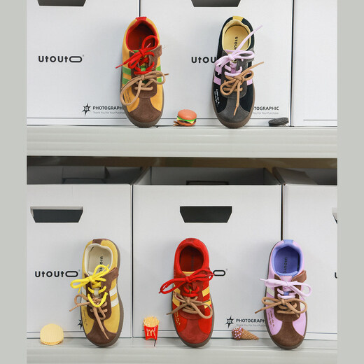 UTOUTO Big Ear Elephant Girls Color Matching Casual Sports Shoes 2026 Spring New Breathable Anti-Slip Sneakers 2602001 Dark Yellow Green 26 Inner Length 16.5cm