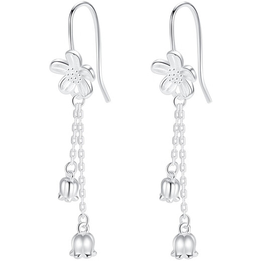 Ginqianhui 925 silver orchid earrings for women, long earrings, light luxury accessories to commemorate Valentine's Day, birthday gift for girlfriend, Qie Ting Wind Chime Earrings + Seven Warehouse Delivery/Next Day Delivery, Valentine's Day Girl Gift/With Jewelry Certificate/Exquisite Gift Box
