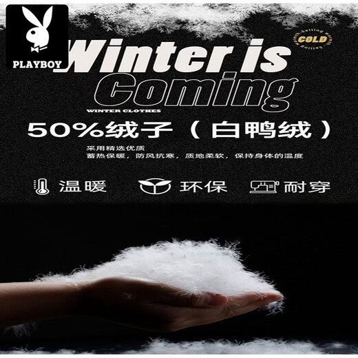 花花公子（PLAYBOY）羽绒服男士冬季外套短款立领时尚轻薄鸭绒休闲百搭夹克保暖上衣男 2583黑色 M 80-105斤