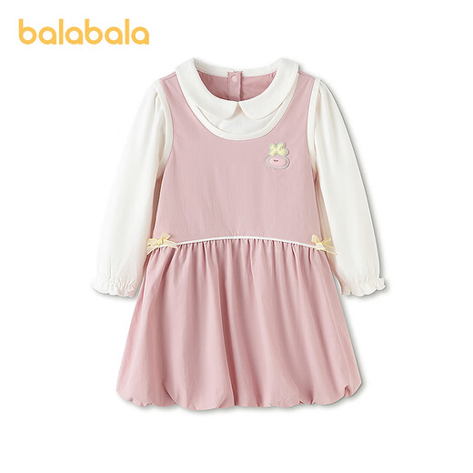 BALABALA balaOne BALABALA children's clothing children's dress girls 2026 new spring dress fake two-piece splicing skirt candy pink 60335 80
