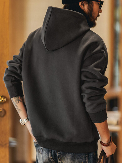 Green Deer high-end American retro heavyweight hooded sweatshirt men's spring and autumn trendy brand loose large size casual clothes dark gray L suitable for 120-140Jin Jin equals 0.5 kg