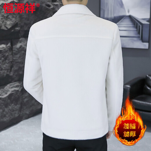 Hengyuanxiang slim lapel plus velvet thickened youth short woolen coat winter men's Korean style trendy woolen jacket gray M