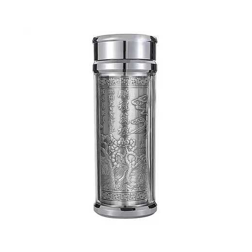 Lao Fengxiang's pure silver embossed Baifu Bamboo, a message of peace and prosperity, instant success, a great journey, a birthday gift for leaders and dad, pure silver embossed Baifu H Cup, about 50g
