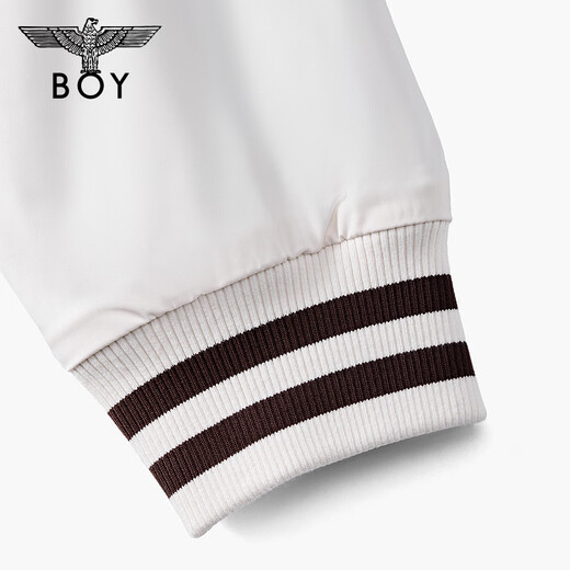 BOY LONDON fashionable brown and white stitching letters baseball uniform autumn and winter same style short cotton clothing for men and women N29013 Coffee M
