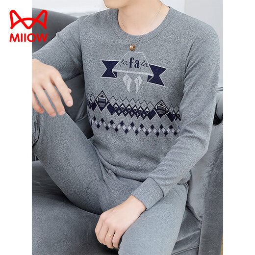 MiiOW cotton autumn coat and long johns suit for men in autumn and winter