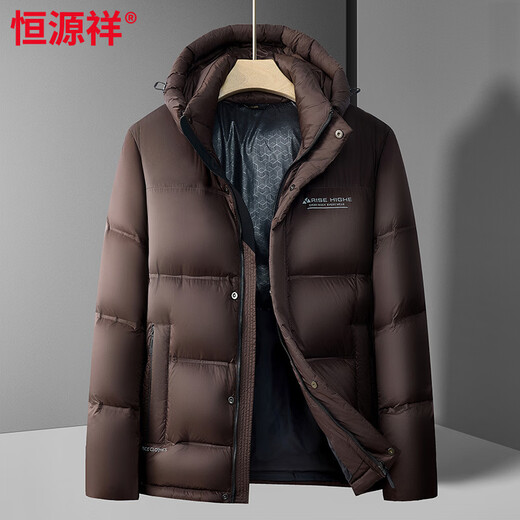 Hengyuanxiang medium-length down jacket men's hooded 2026 new thickened bread jacket warm and cold-proof jacket for men Liulika L 175