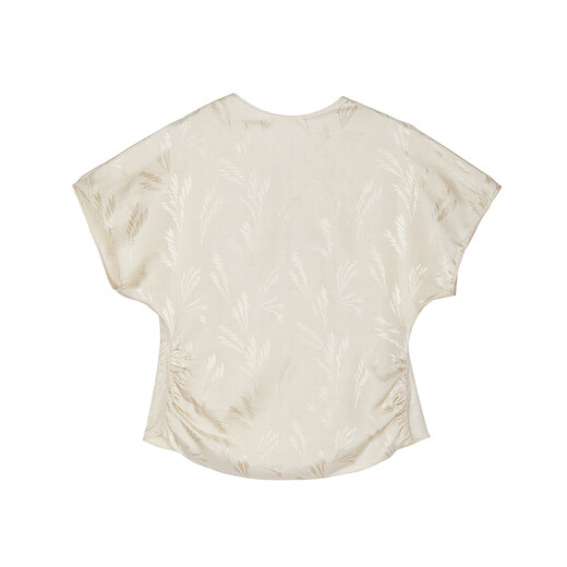 LESS shopping mall same style/CNY series 2026 Spring New Chinese silk short-sleeved shirt for women 2Q2216810 110 beige S