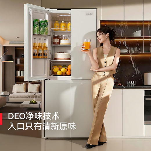 Leader Haier produces 405 liters four-door first-class energy-efficiency white dual-frequency air-cooled frost-free cross-door intelligent energy-saving small apartment commander household refrigerator 405 liters large white refrigerator丨Delayed delivery to take this