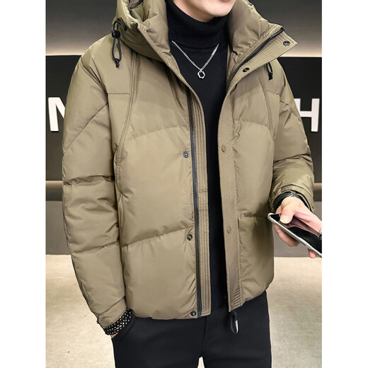KBXNG Jinba thickened down jacket men's winter new fashion trend short hooded bread coat warm and cold-proof jacket purple M