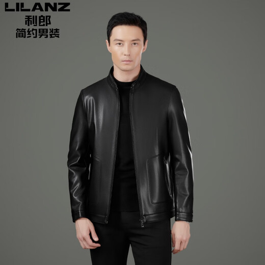 Lilang Lilang Men's Brand Leather Jacket 2025 New Men's Business Casual Stand Collar Leather Jacket Middle-aged Dad Jacket 8065# Brown M 170 Weight 100-120 Jin Jin is equal to 0.5 kg