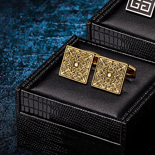 Cufflinks (KFLK) French shirt cufflinks for men, light luxury custom shirts, gold cuff buttons, retro pattern cufflinks Cufflinks K064