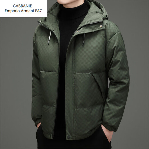 Emporio Armani EA7 Armani 2026 new down jacket men's winter jacket hooded thickened white duck down handsome Korean version trendy brand protection black M