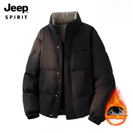 JEEP SPIRIT2025 Новинка 90, куртка на белом утином пуху, мужская куртка-стойка, зимняя модная брендовая свободная теплая куртка, ветрозащитная куртка-хлеб, бежевого цвета, M