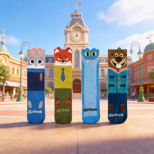 Zootopia Children's Socks Spring and Autumn Cartoon Animation Trendy Socks for Boys and Girls New Long-Tube Versatile Cotton Socks Judy + Nick + Gary + Raccoon Pack 4 Pairs 6-8 Years Old Foot Length 17-19 Shoe Size 29-32