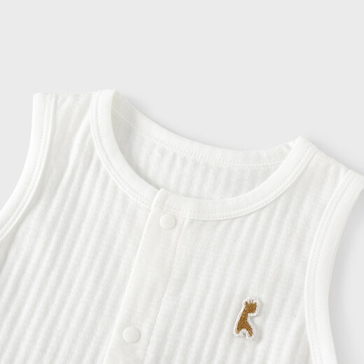 Tongtai (TONGTAI) baby sleeveless jumpsuit summer pure cotton baby clothes children's breathable jacquard Pipa clothing open crotch crawler suit white 66cm