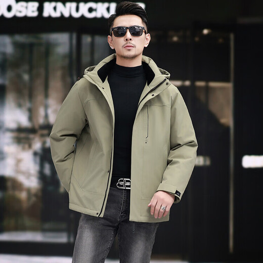 Heilan House (HLA) new autumn and winter hooded short down jacket loose casual windproof outdoor jacket young and middle-aged men's warm jacket black 2XL