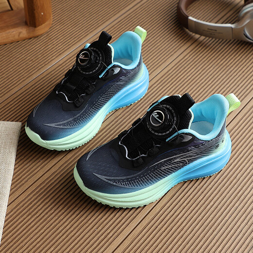Pull back children's sports shoes for boys and girls comfortable and lightweight running shoes knob buckle sports shoes WZ-C376T black 37