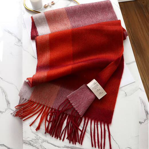 Ordo City cashmere family red cashmere plaid scarf for women in winter, warmth and thickened women's scarf Melbourne splicing red plaid