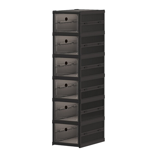 Yusenyi installation-free shoe cabinet folding shoe box storage box transparent home door simple dust-proof shoe rack shoe storage artifact black 2 columns 3 layers 6 compartments