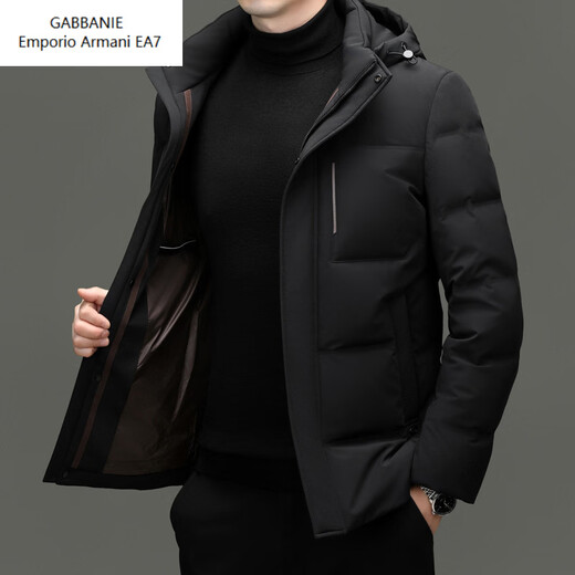 Emporio Armani EA7 Armani 2026 winter new style middle-aged men's down jacket business casual hooded white duck down jacket for men daddy navy blue M 170
